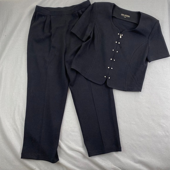 St. John Sweaters - ST. John Basics Knit Cardigan Pants Set Black Womens 14 full zip